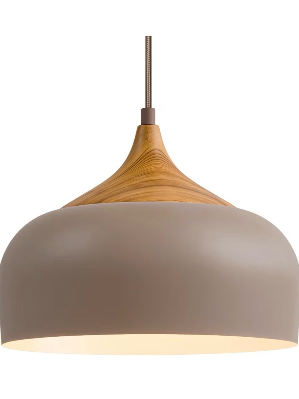 Modern Taupe & Wood Pendant Light - Home Dining